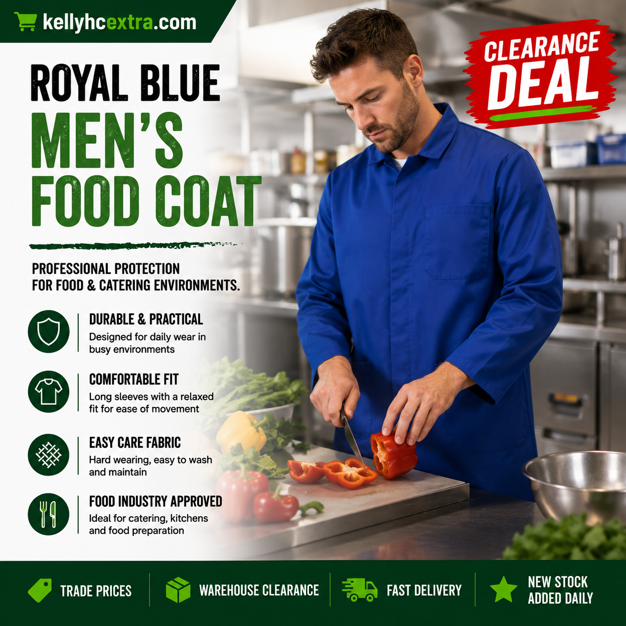 Mens royal blue food coat