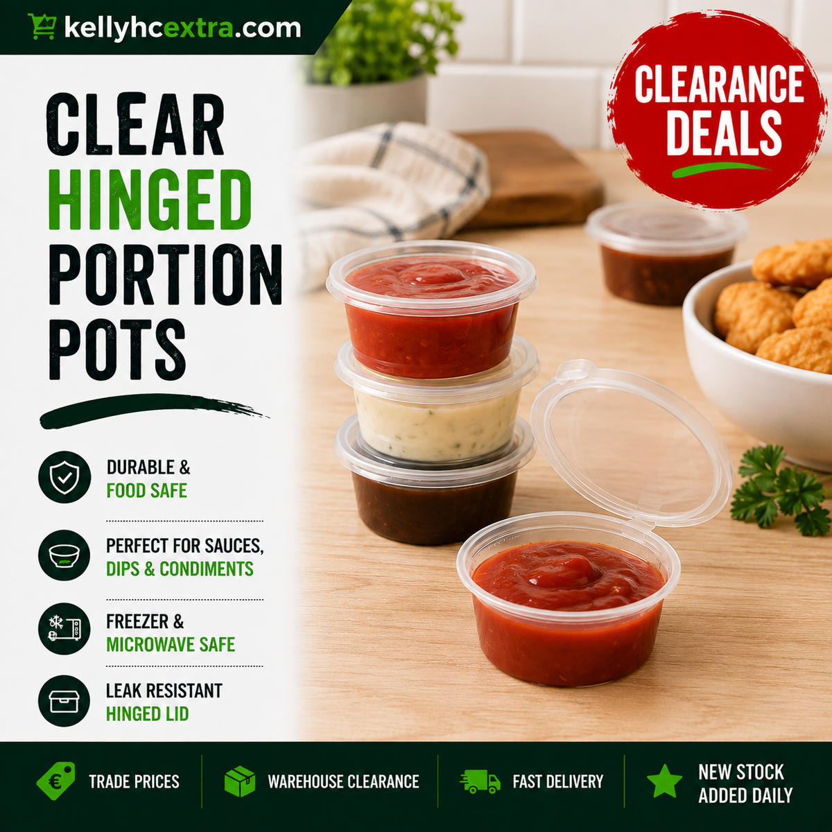 Clear Hinged Portion Pots