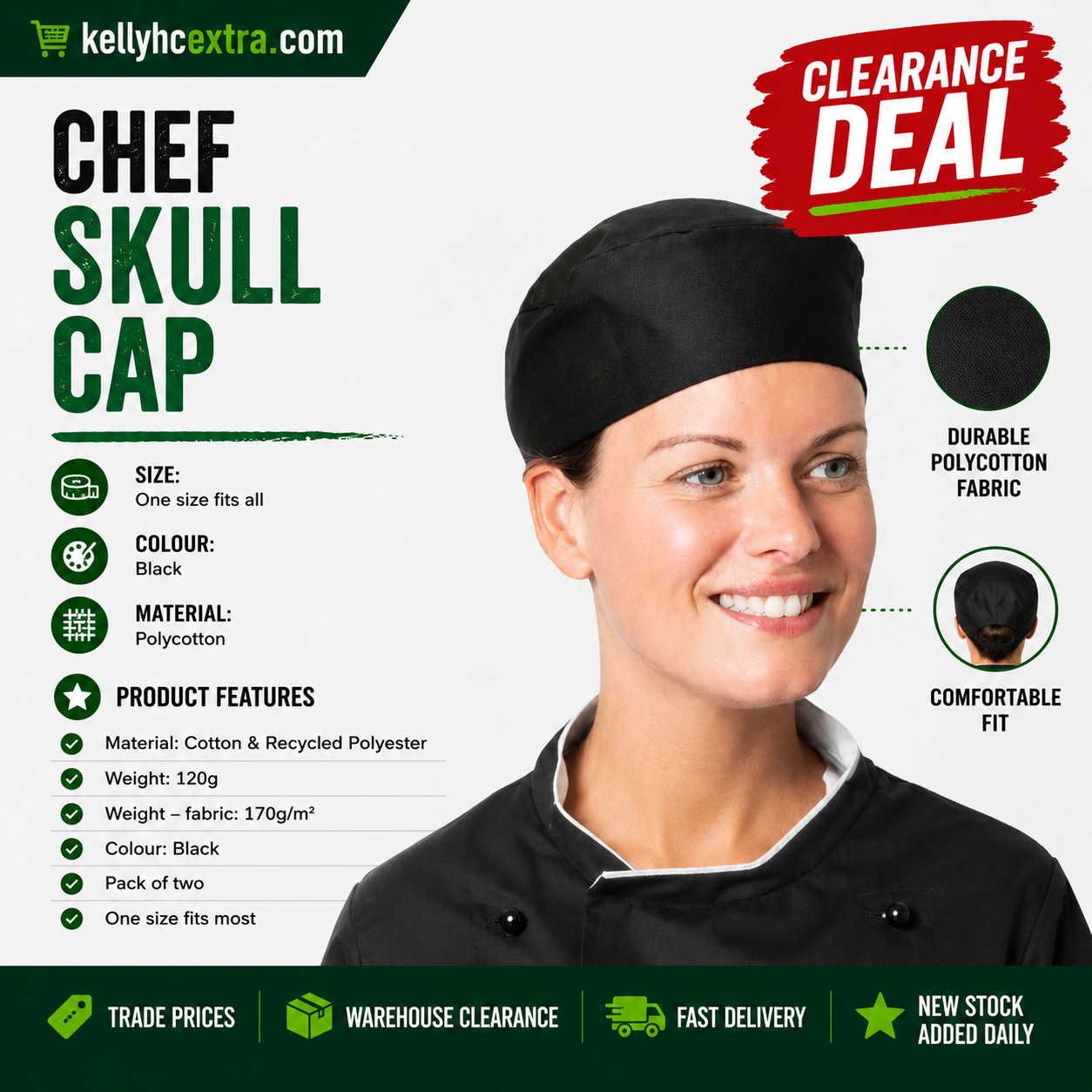 Bonchef Black Skull Cap