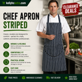 Whites Butchers Apron Navy Stripe with Pocket