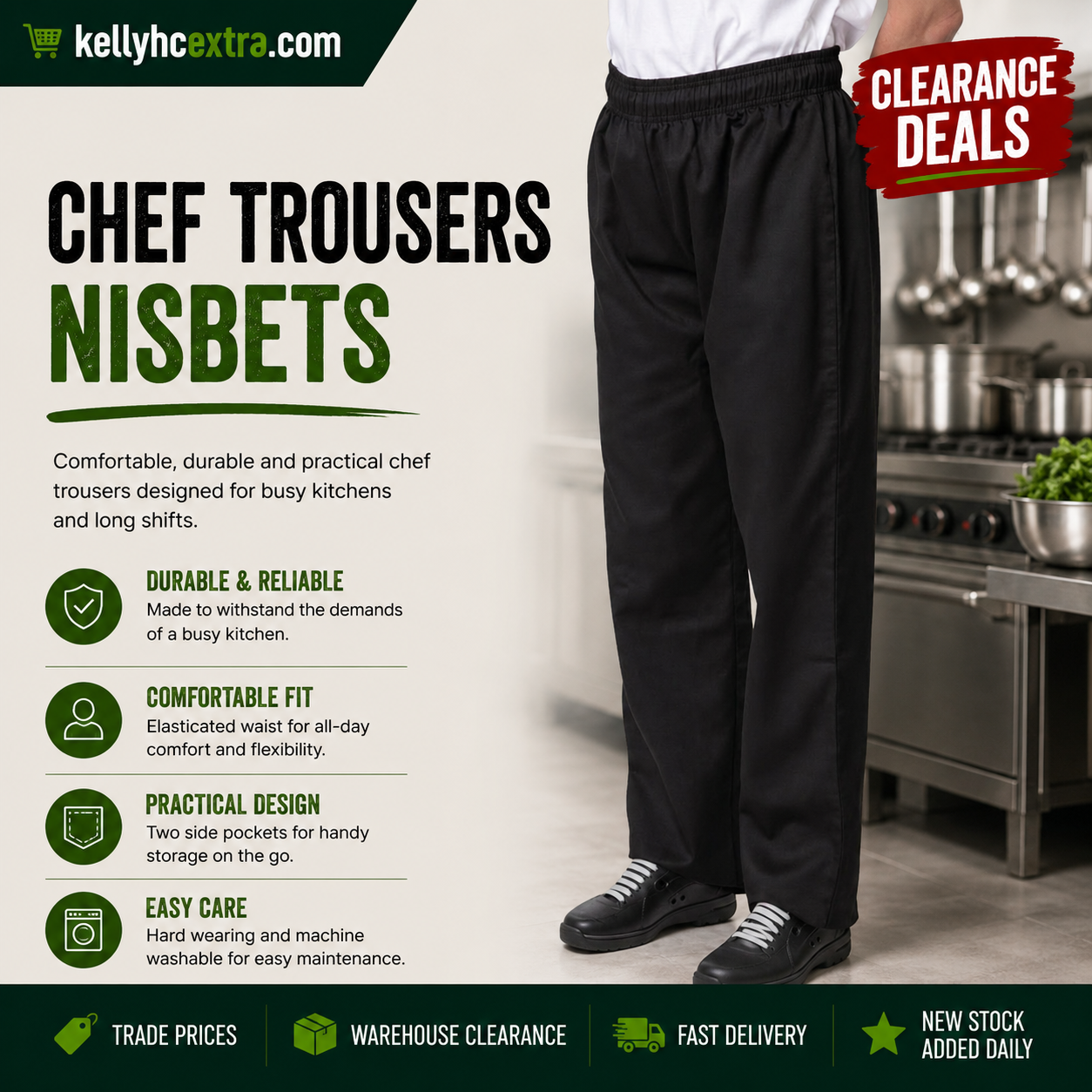 Nisbets Chef Trousers- Black