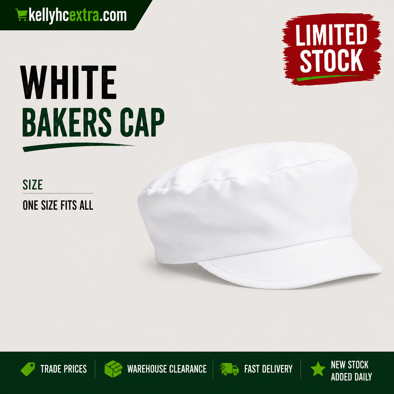 White Bakers Peaked Cap