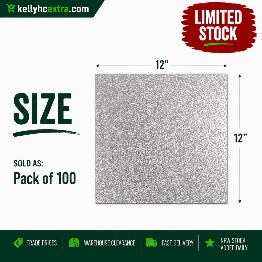 Silver Emboss Cake Boards - Square 12"