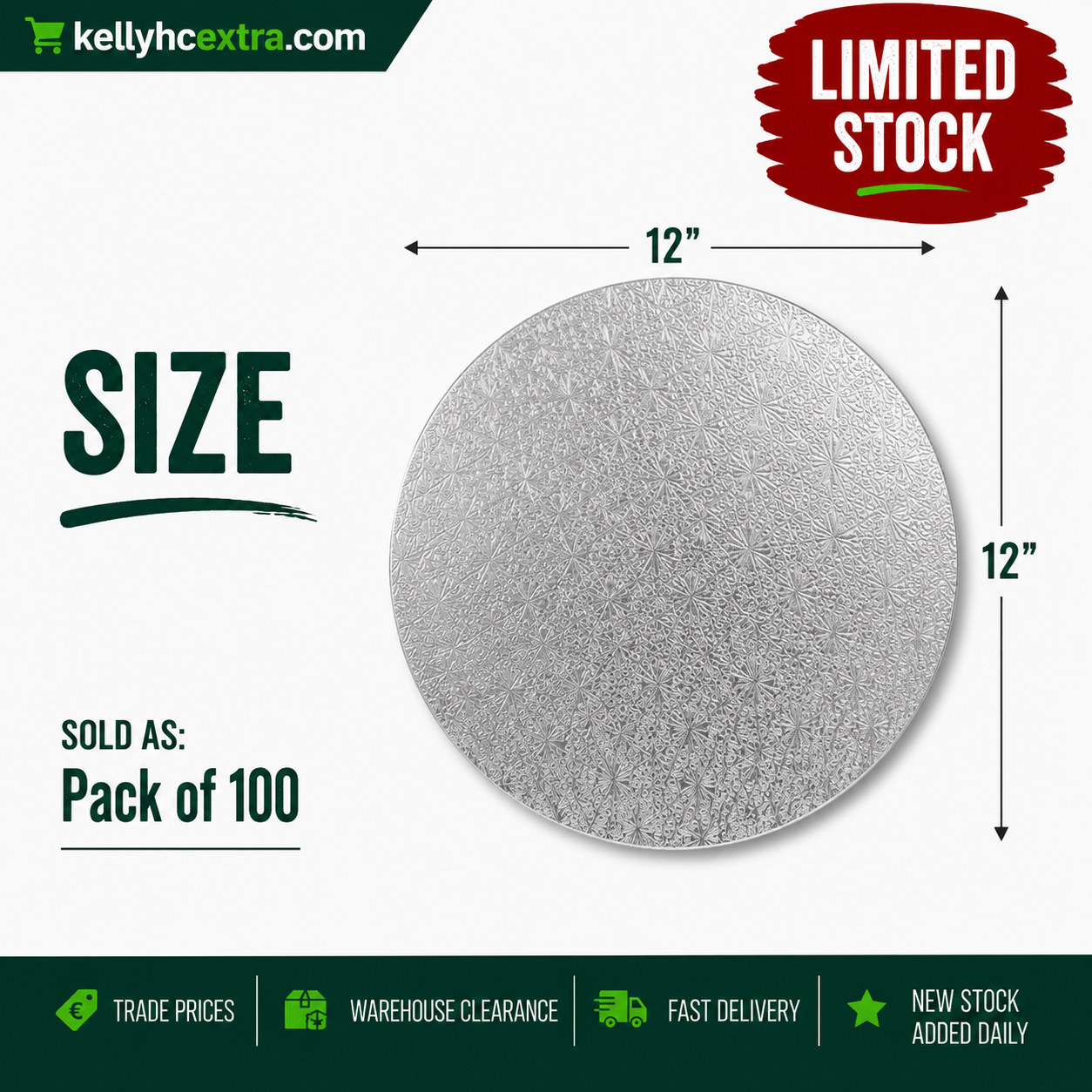 Silver Emboss Cake Boards - Round 12"