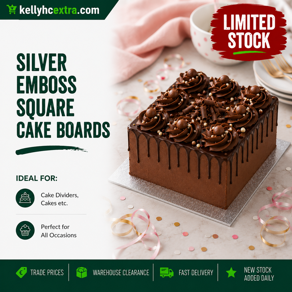 Silver Emboss Cake Boards - Square 14"