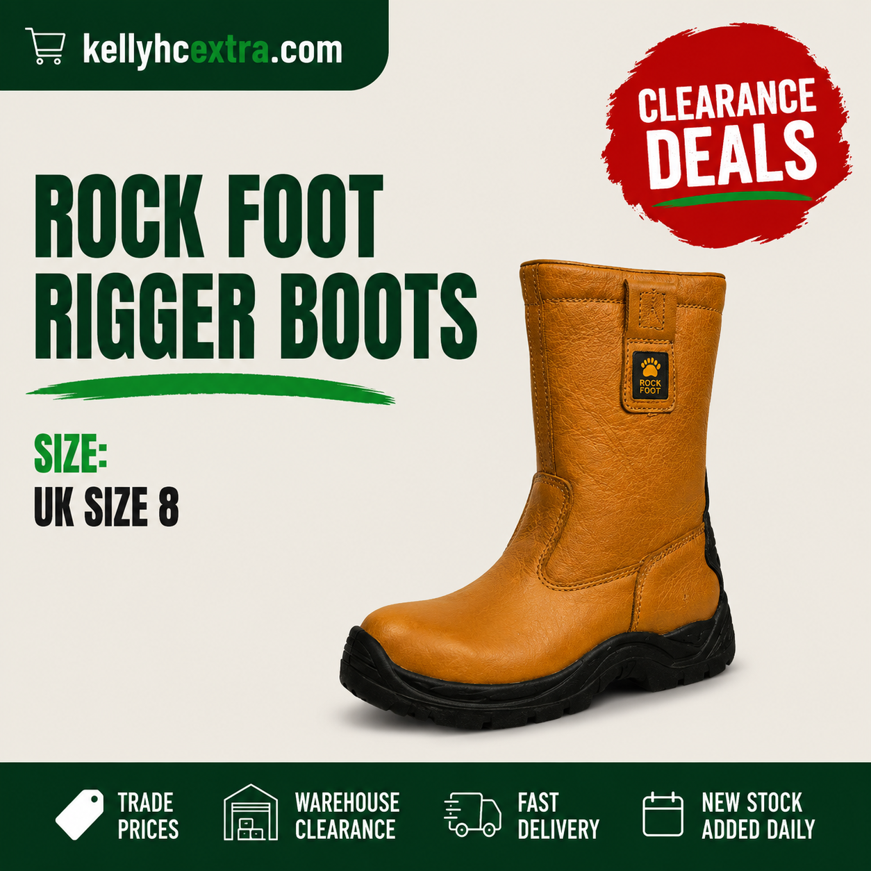 Rock Foot Rigger Boots - UK8